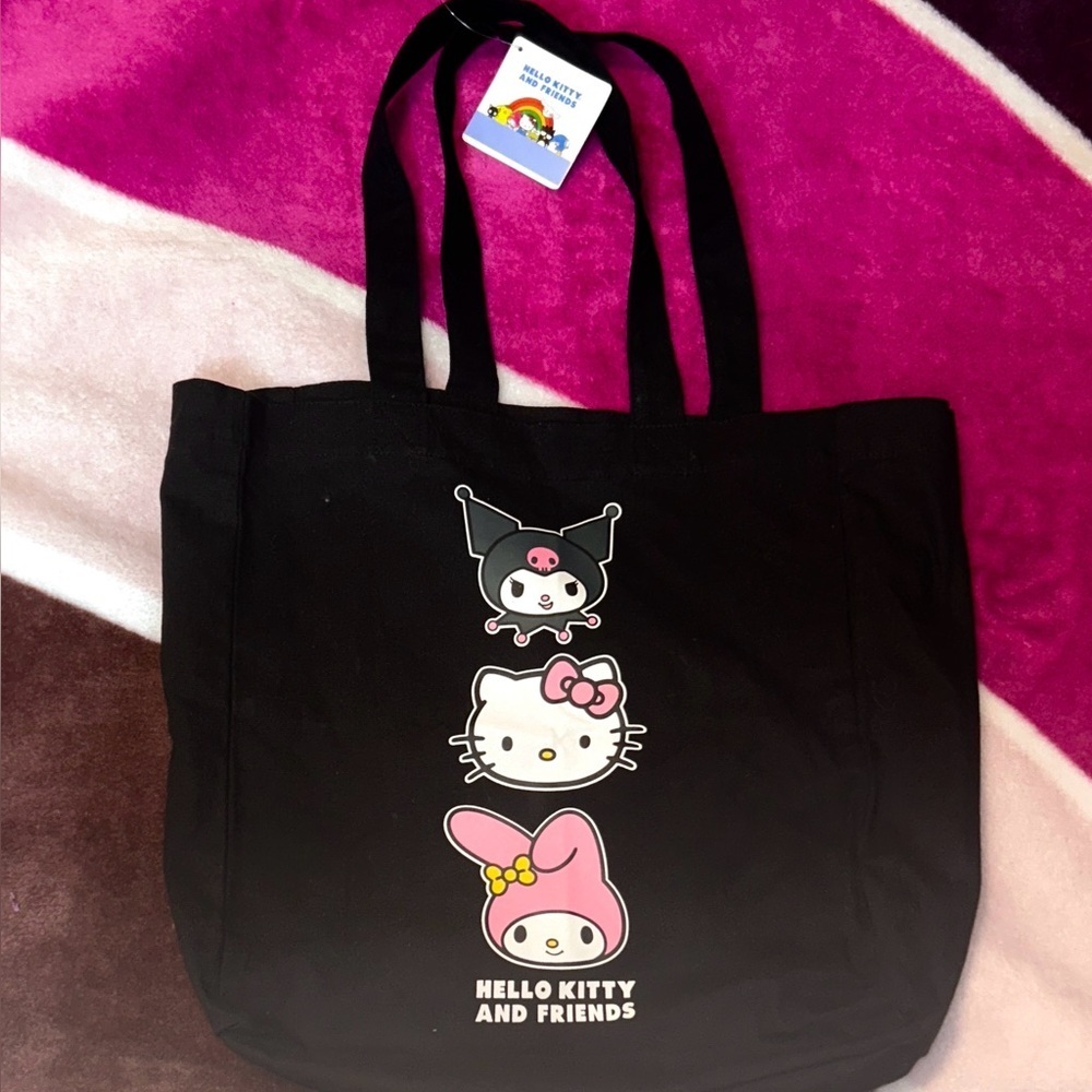 Sanrio Hello Kitty Black Tote Bag with My melody Kuromi